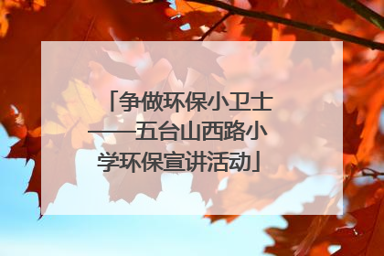 争做环保小卫士——五台山西路小学环保宣讲活动